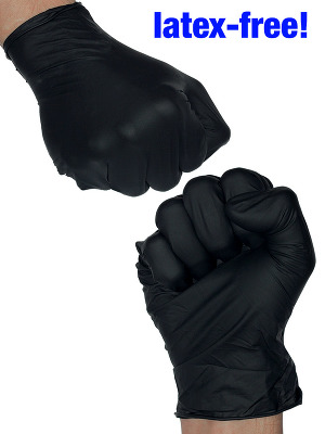 10 gants noirs en nitrile (sans latex)