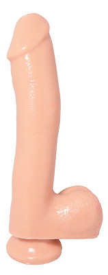 Basix 10 inch Dong Flesh with Suction Cup and Balls