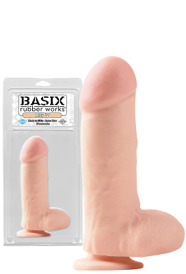 Basix 7 inch Big Dong Flesh with Suction Cup and Balls