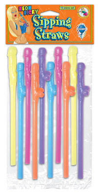 Pack de 10 pailles en forme de pénis - Neon Dicky Sipping Straws