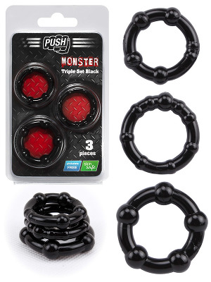 Push Monster - Triple Set Black Cockrings