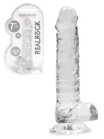 RealRock - Dildo 7 inch & Balls - Crystal Clear